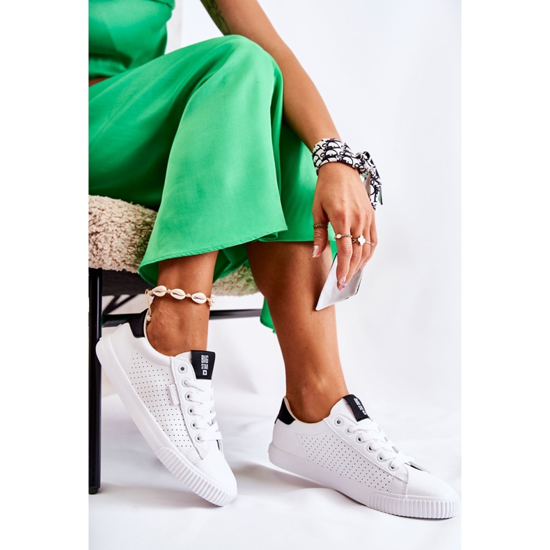 Damen Leder Sneakers Big Star HH274071 Weiß und Schwarz 2