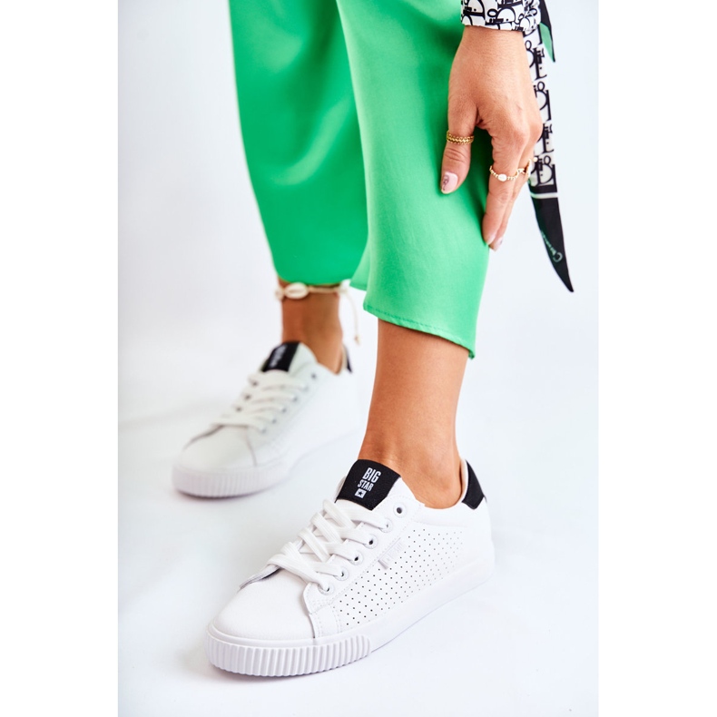 Damen Leder Sneakers Big Star HH274071 Weiß und Schwarz 1