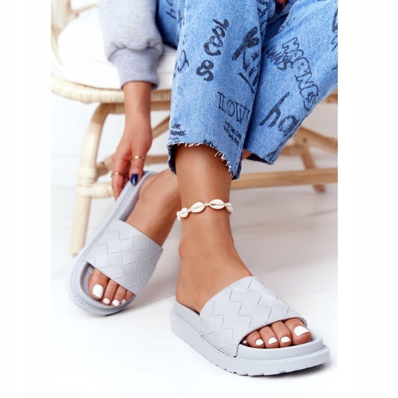 Damen Hausschuhe On The Big Star HH274688 Graue Plattform 2