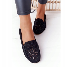 S.Barski Durchbrochene Loafer aus Wildleder für Damen von S. Bararski Black schwarz 1