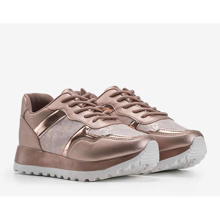 Champagner Turnschuhe Öko-Leder 2019-447 mehrfarbig golden 1