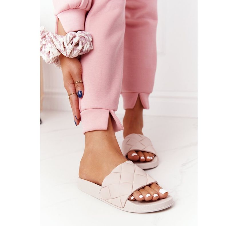 PS1 Beige Gummi-Hausschuhe für Damen Let's Swim braun 1