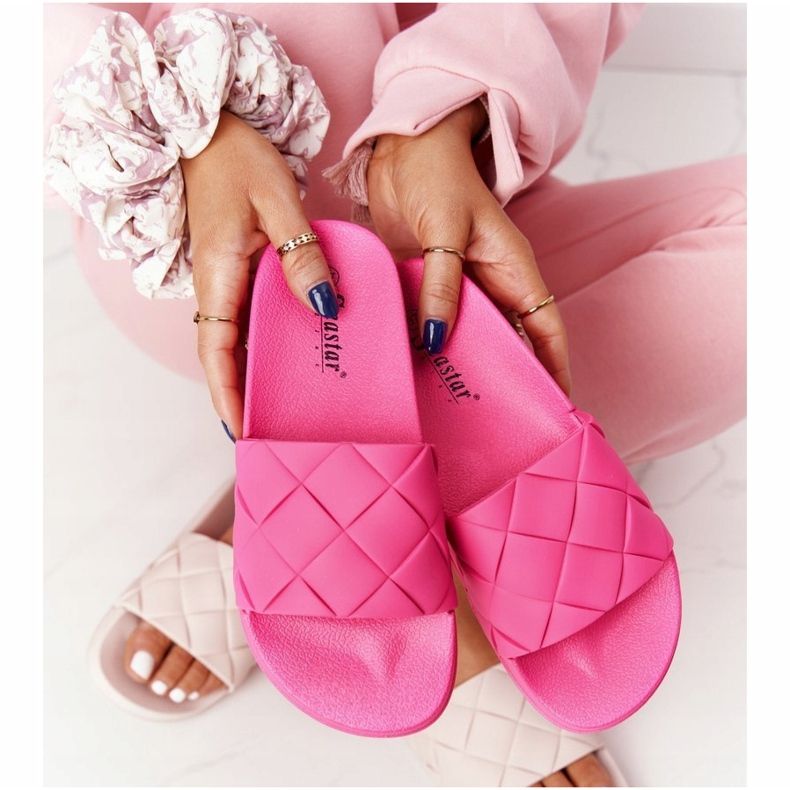 PS1 Damen Gummi Hausschuhe Fuchsia Let's Swim rosa 2