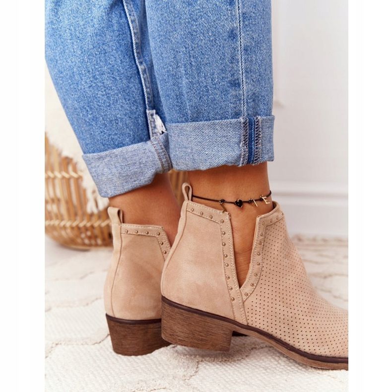 PS1 Durchbrochene Stiefel mit Ausschnitten Beige Clever braun 1