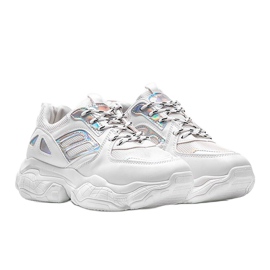 Weiße und silberne Sneakers auf einer dicken Annette-Sohle 1