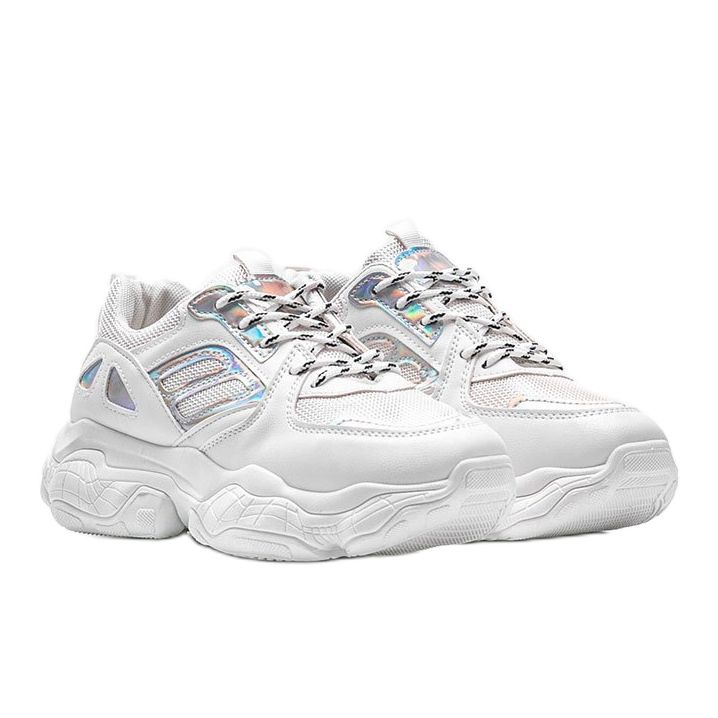 Weiße und silberne Sneakers auf einer dicken Annette-Sohle 1