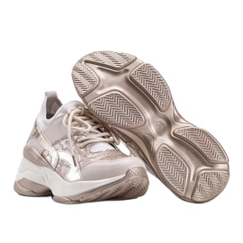 Beige-goldene Sneaker mit dicker Lea-Sohle 2