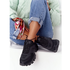 Schwarze Sneakers für Damen mit großer Sohle Schwarz New York 1