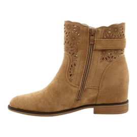 M.Daszyński Durchbrochene Keilstiefel für Damen SA168-20 beige 1