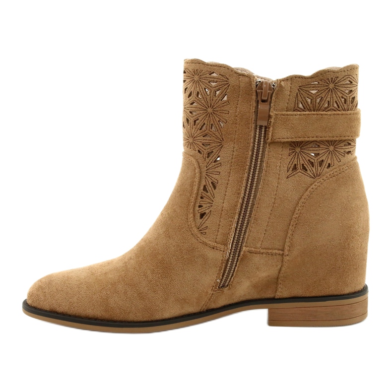 M.Daszyński Durchbrochene Keilstiefel für Damen SA168-20 beige 1