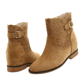 M.Daszyński Durchbrochene Keilstiefel für Damen SA168-20 beige 3