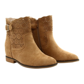 M.Daszyński Durchbrochene Keilstiefel für Damen SA168-20 beige 4