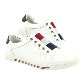 Filippo Stylische Ledersneaker DP2155 / 21 WH weiß rot marineblau 5