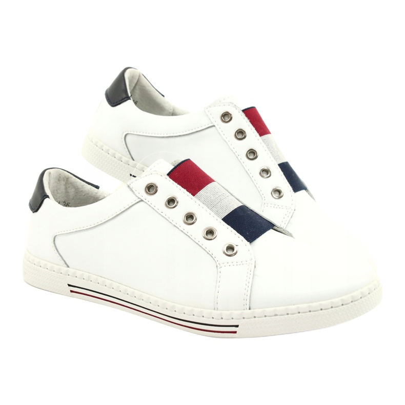 Filippo Stylische Ledersneaker DP2155 / 21 WH weiß rot marineblau 5