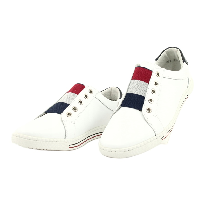 Filippo Stylische Ledersneaker DP2155 / 21 WH weiß rot marineblau 1