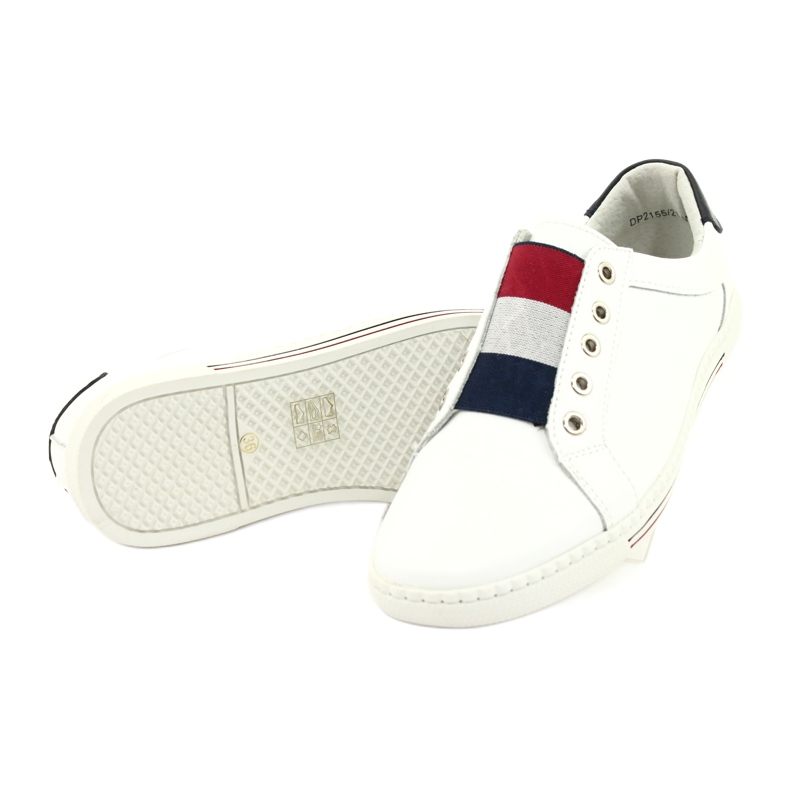 Filippo Stylische Ledersneaker DP2155 / 21 WH weiß rot marineblau 3