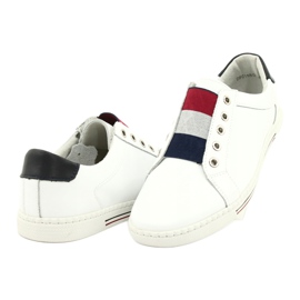 Filippo Stylische Ledersneaker DP2155 / 21 WH weiß rot marineblau 2