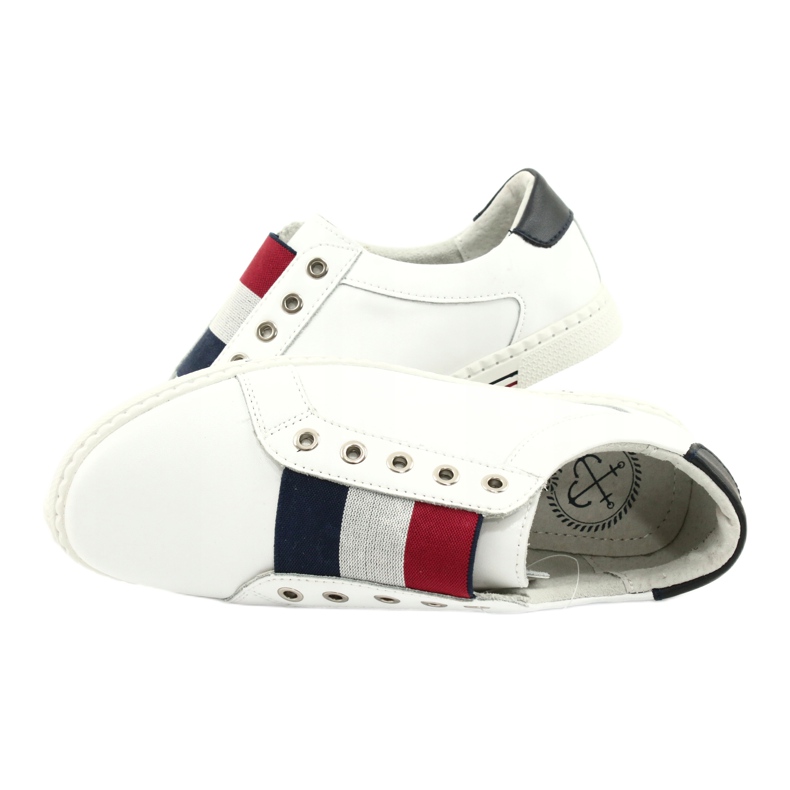 Filippo Stylische Ledersneaker DP2155 / 21 WH weiß rot marineblau 4
