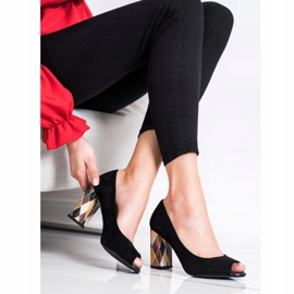 Sergio Leone Pumps mit gemustertem Absatz schwarz 2