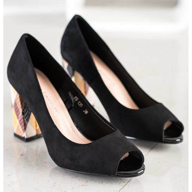 Sergio Leone Pumps mit gemustertem Absatz schwarz 1