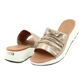 Caprice Bequeme Damen Hausschuhe Taupe Metallic 9-27203-26 341 braun golden 3