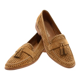Durchbrochene Wildleder Loafer Sergio Leone MK735 Camel braun 3