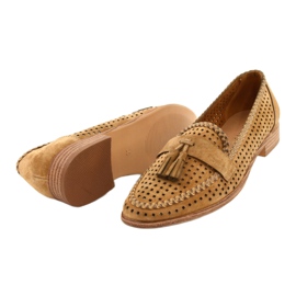 Durchbrochene Wildleder Loafer Sergio Leone MK735 Camel braun 2