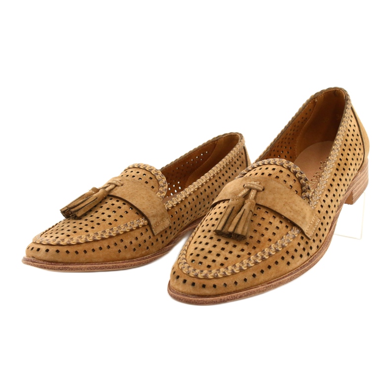 Durchbrochene Wildleder Loafer Sergio Leone MK735 Camel braun 1