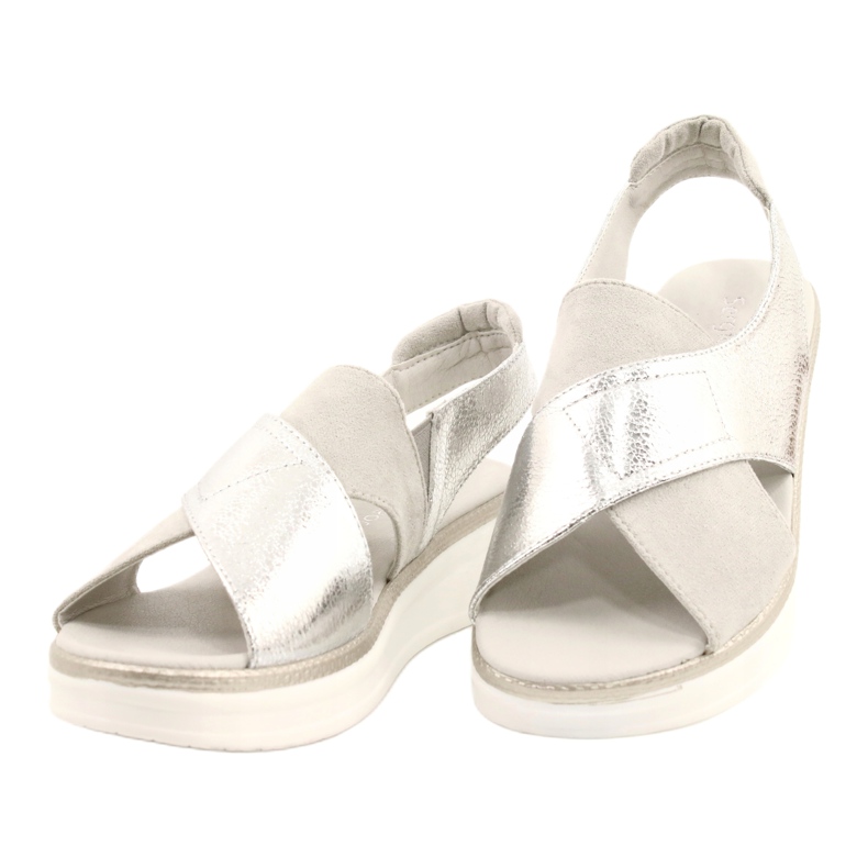 Bequeme Sandalen auf der Sergio Leone SK029 Plattform silber- grau 3