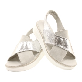Bequeme Sandalen auf der Sergio Leone SK029 Plattform silber- grau 5