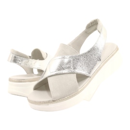 Bequeme Sandalen auf der Sergio Leone SK029 Plattform silber- grau 4