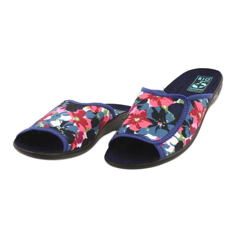 Damenhausschuhe mit Blumen Adanex 23000 rot marineblau rosa grün 1