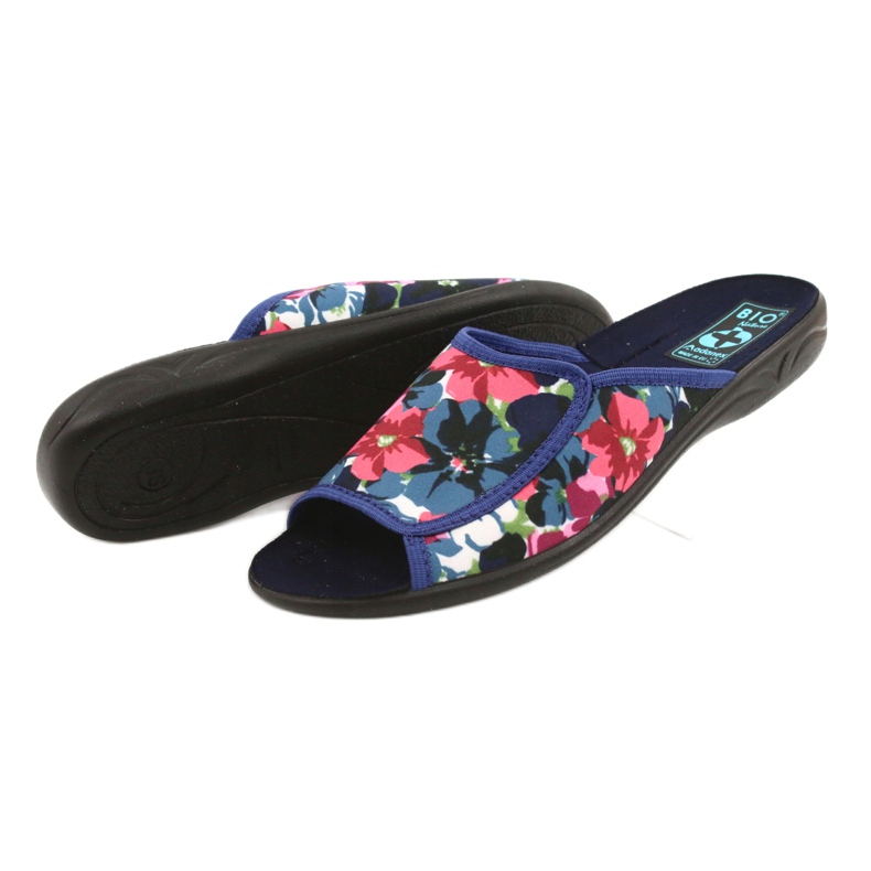 Damenhausschuhe mit Blumen Adanex 23000 rot marineblau rosa grün 2