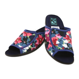 Damenhausschuhe mit Blumen Adanex 23000 rot marineblau rosa grün 3