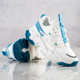 SHELOVET Sneakers mit blauen Fashion-Einsätzen weiß 1