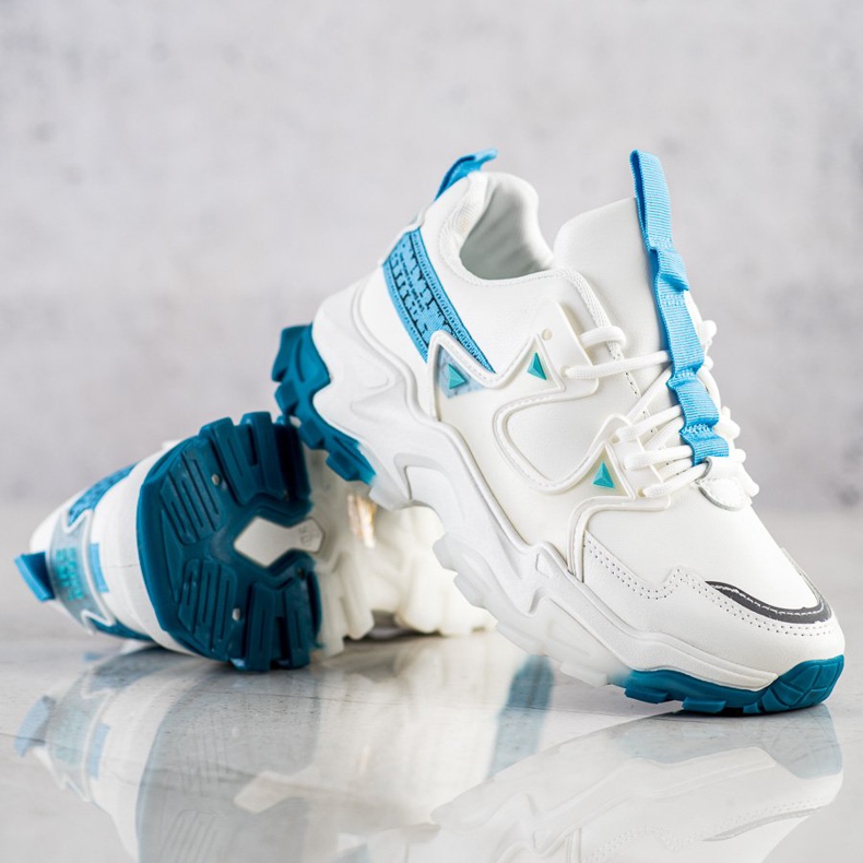 SHELOVET Sneakers mit blauen Fashion-Einsätzen weiß 1