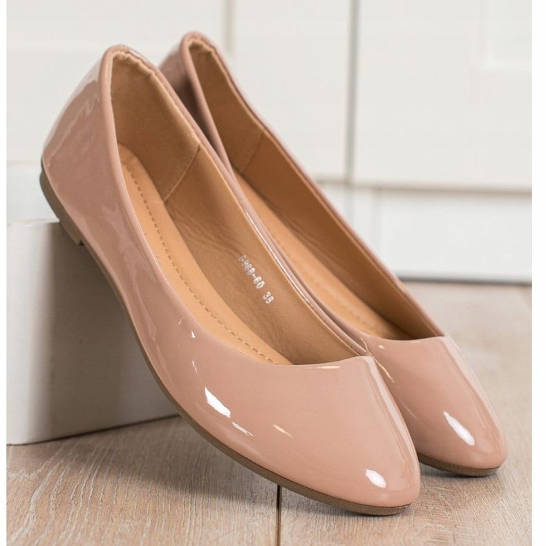 Diamantique Lackierte Ballerinas braun 2