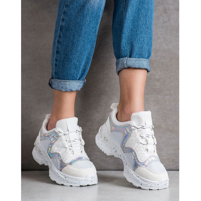 SHELOVET Sneaker mit Holo-Effekt weiß mehrfarbig 2