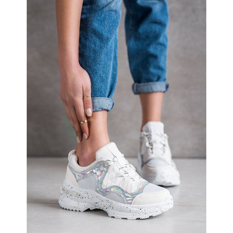 SHELOVET Sneaker mit Holo-Effekt weiß mehrfarbig 1