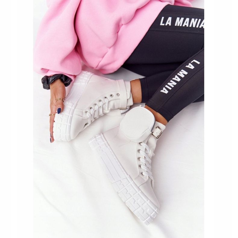 Sneakers für Damen auf einer Plattform mit nierenweißem Popcorn 1