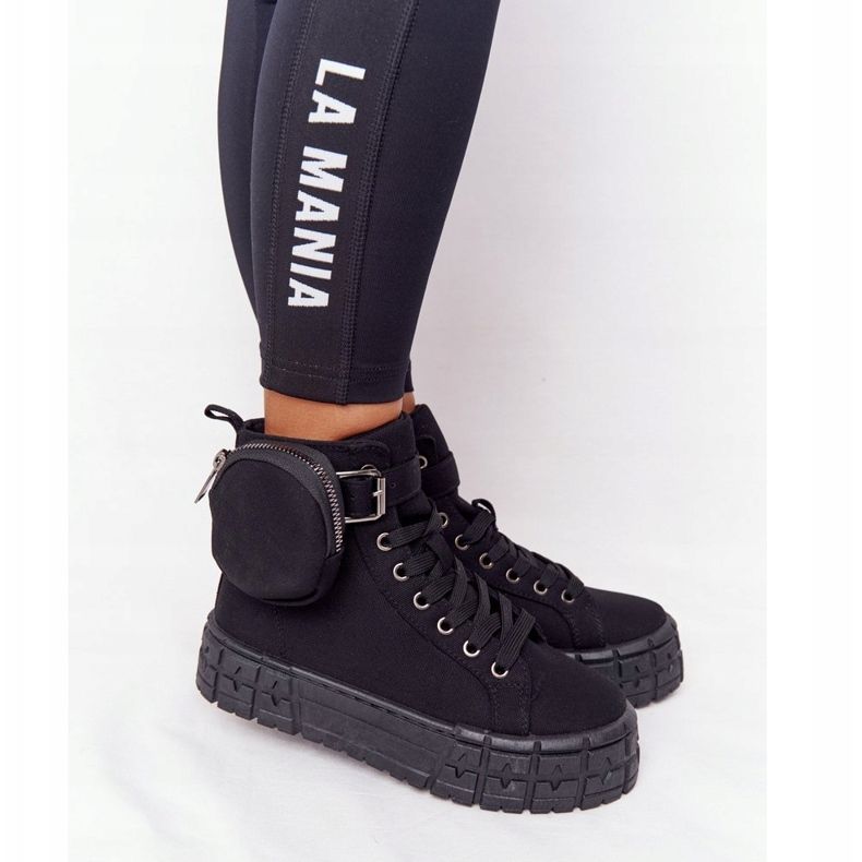 Sneakers für Damen auf einer Plattform mit nierenschwarzem Popcorn 2