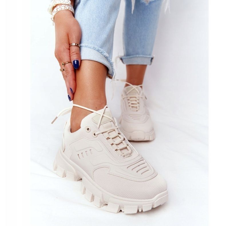 Sneakers für Damen Beige New York auf großer Sohle 1