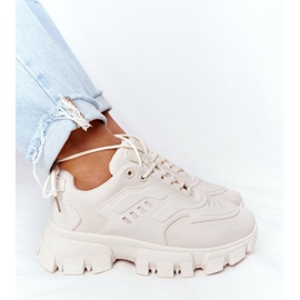 Sneakers für Damen Beige New York auf großer Sohle 2