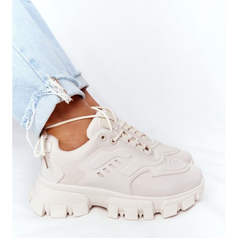 Sneakers für Damen Beige New York auf großer Sohle 2