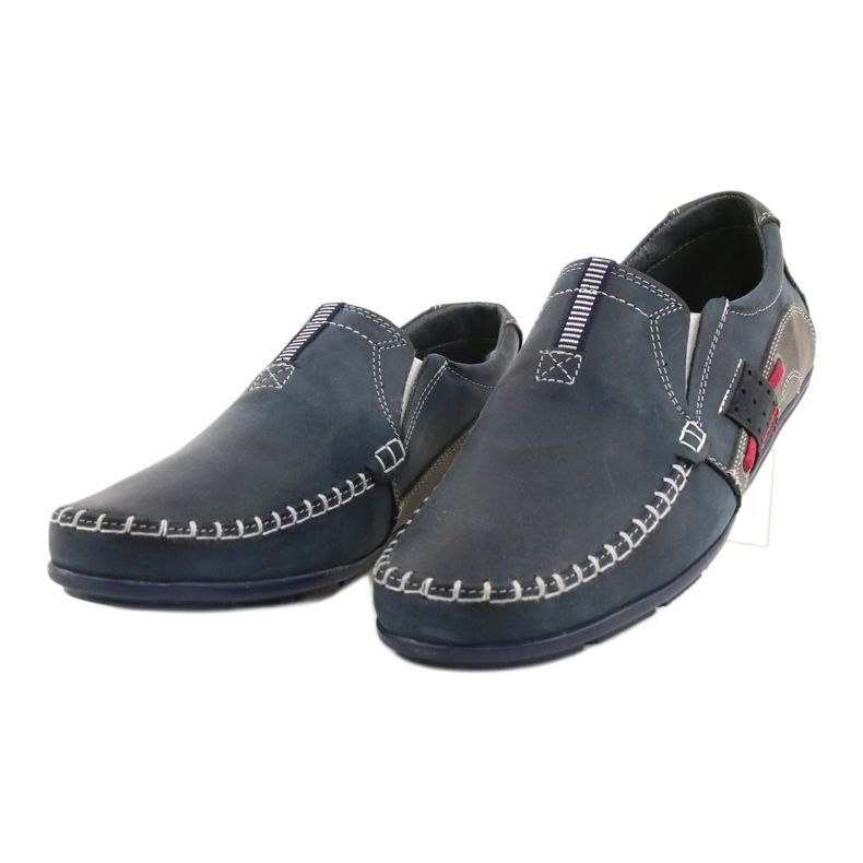 Mario Pala Herren Slipper 834 marineblau rot grau 1