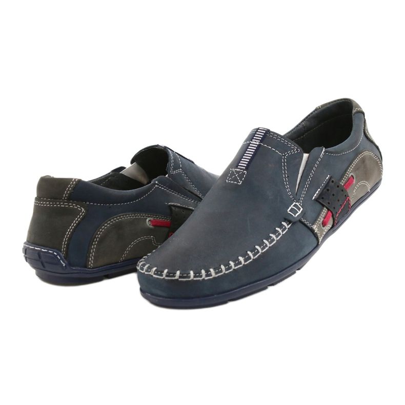 Mario Pala Herren Slipper 834 marineblau rot navy blau grau 2