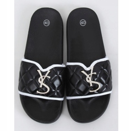 Schwarze Damen BG77P Schwarze Hausschuhe 1