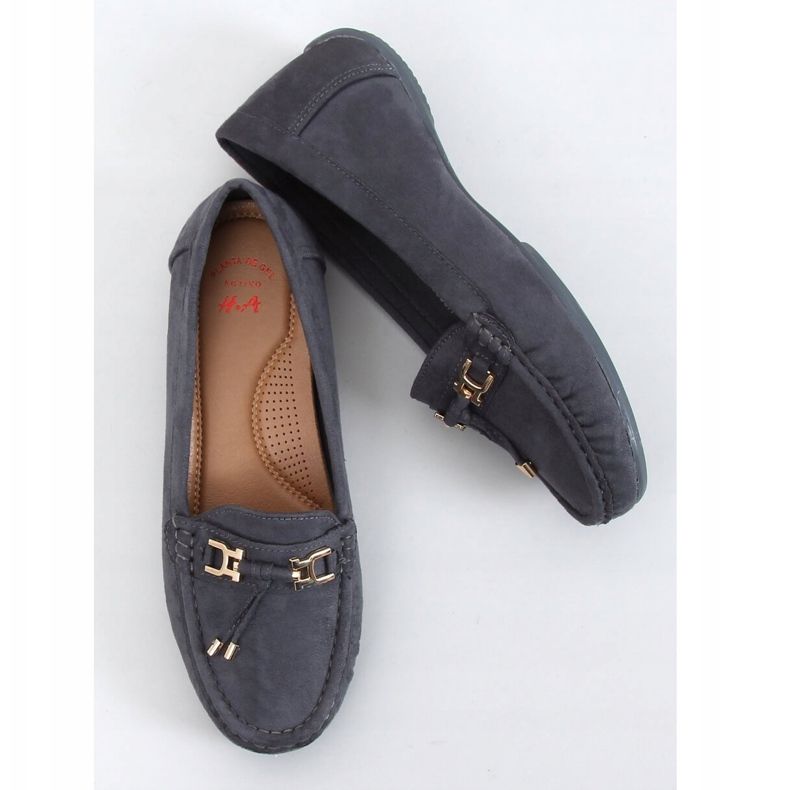 Graue Damen-Loafer auf grauem H9228 Gris 1