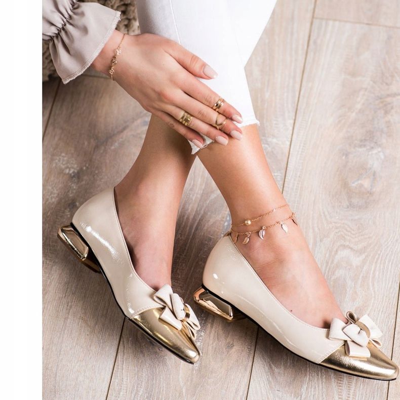 Elegante Pumps mit VINCEZA Schleife beige 2