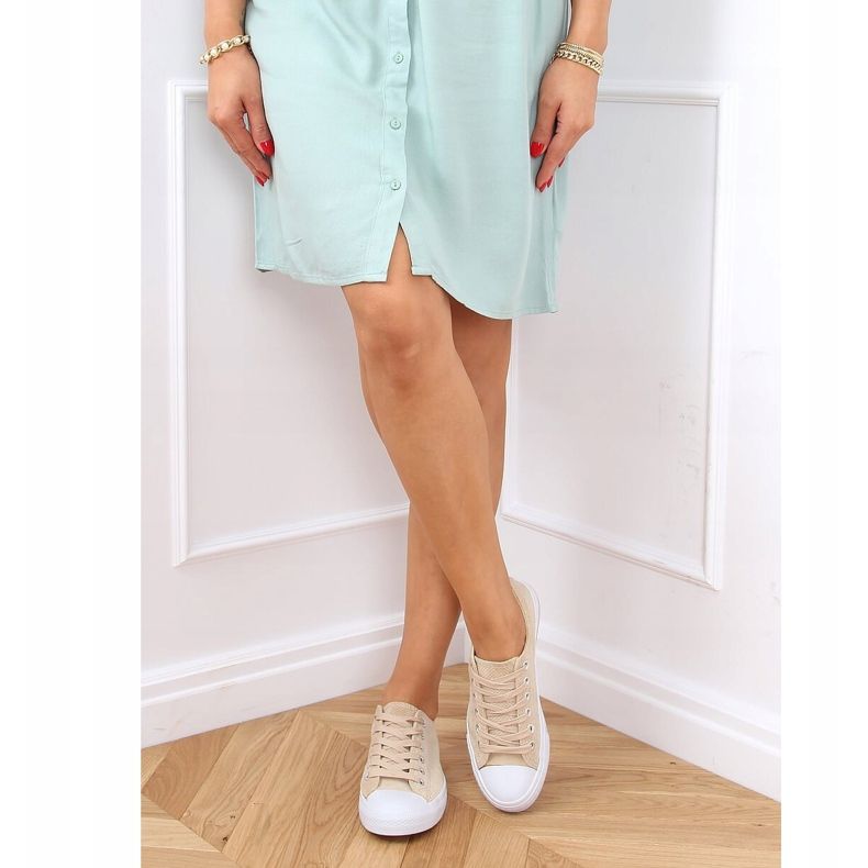 Beige-beige Sneakers für Damen C949 2